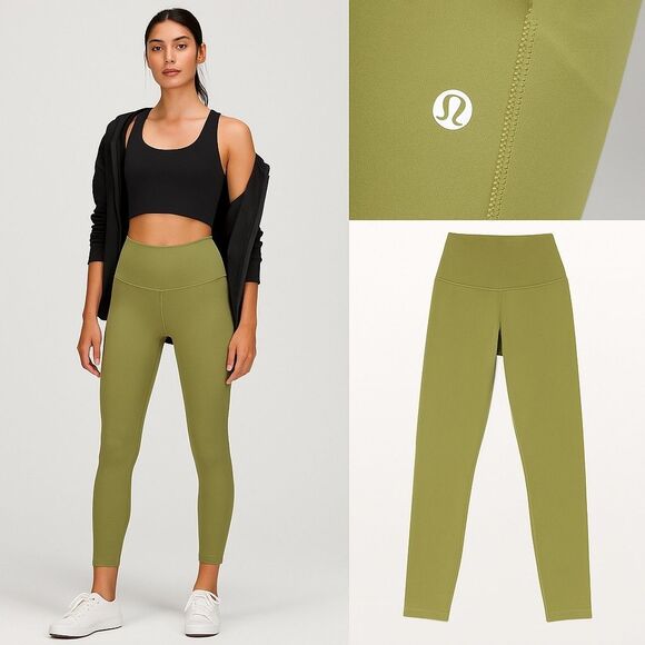 Lululemon Wunder Under High Rise Tights Womens 4 Olive Green Stretch Yoga - Picture 1 of 14